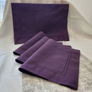 Domain Hemstitched Napkins in Plum Purple Set Of Four